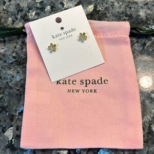 kate spade blue flower gold stud earrings NWT